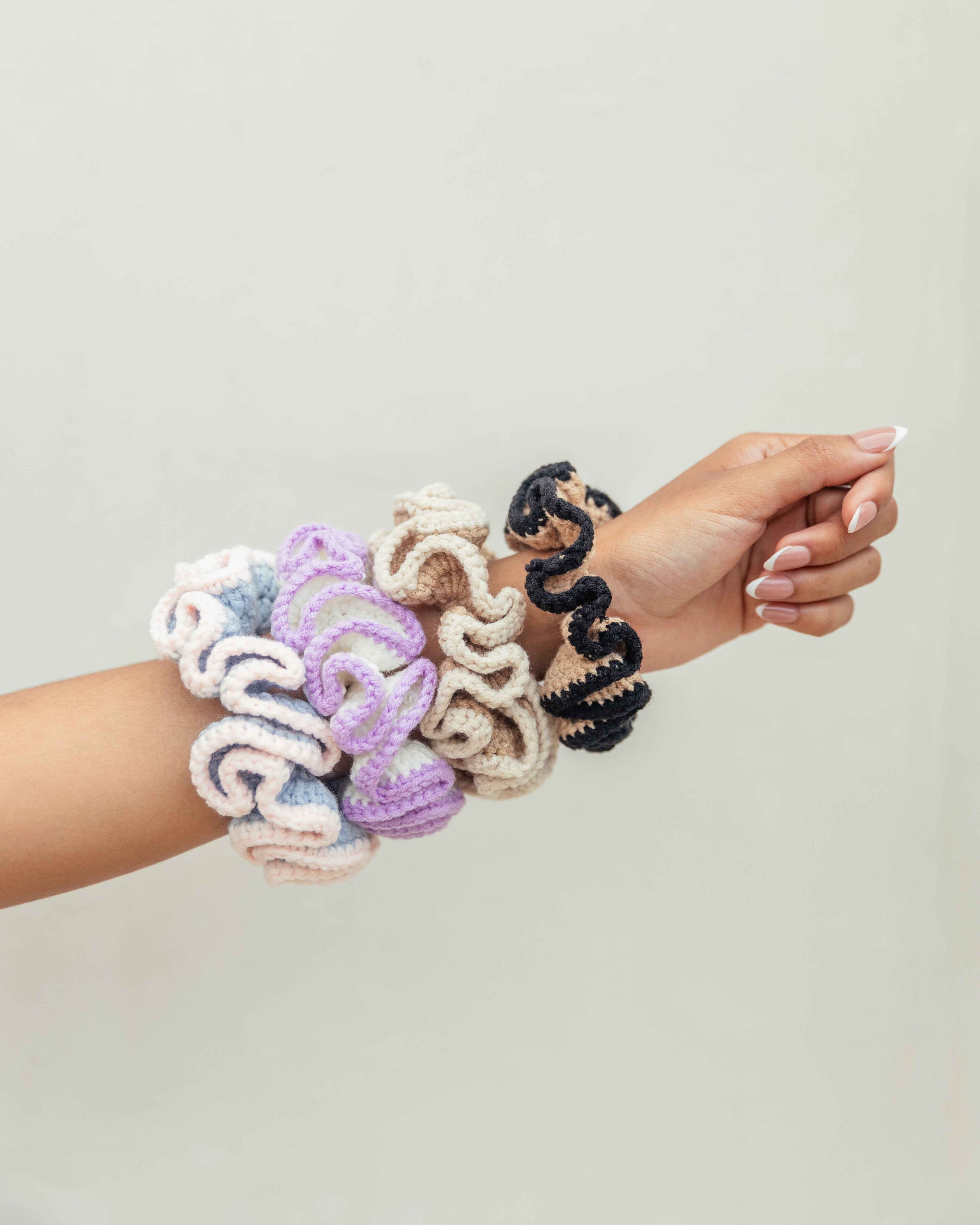 Cotton Crochet Scrunchie Set