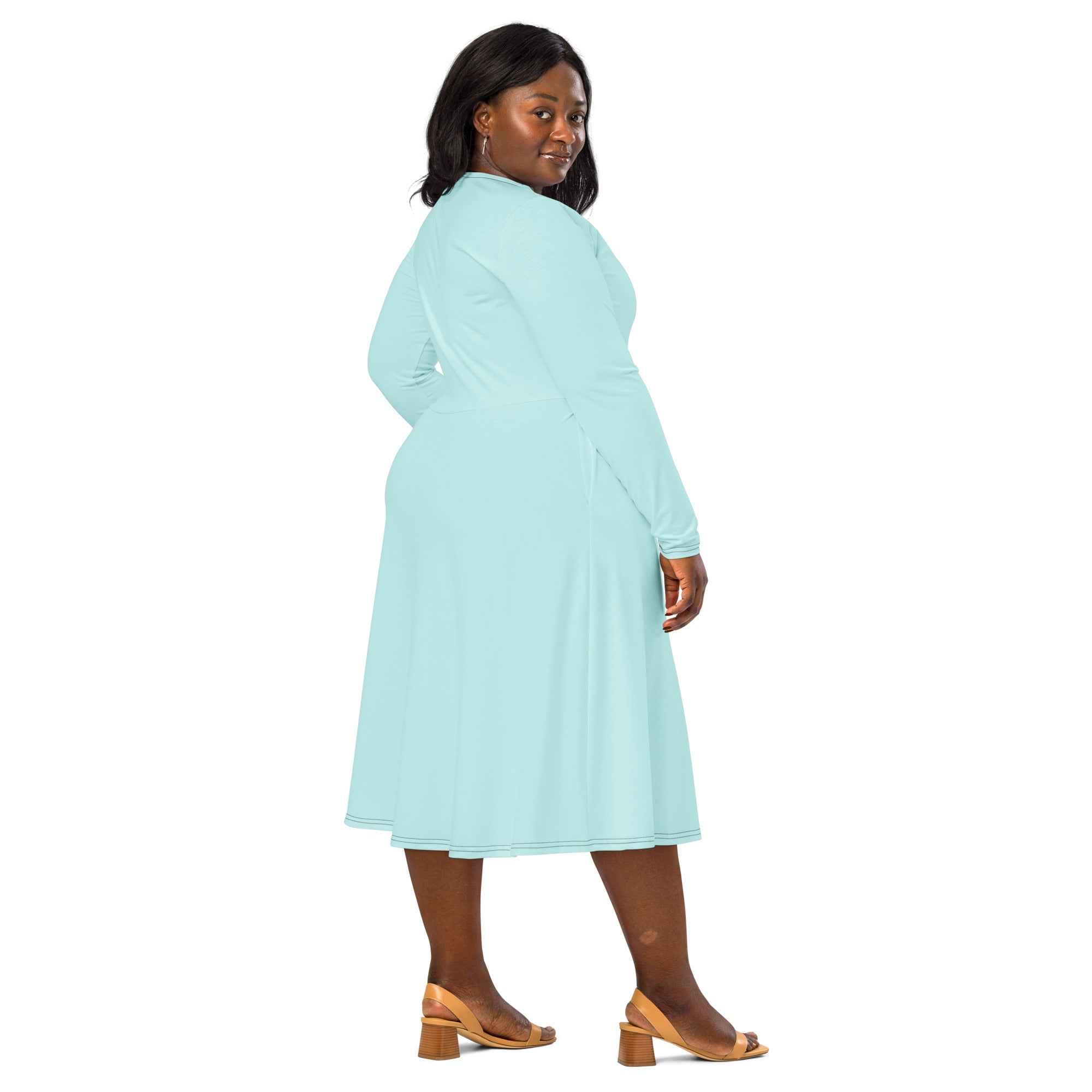 All-over print long sleeve midi dress