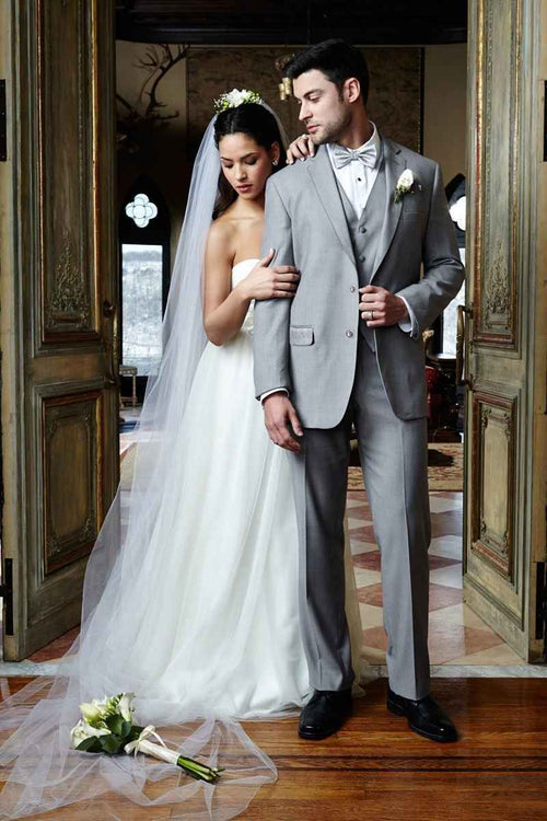 "Aspen" Heather Grey Suit Jacket Notch (Separates)
